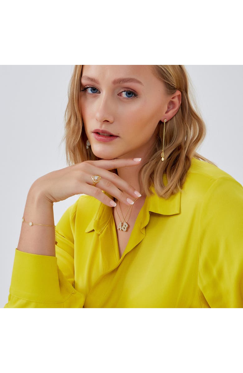 Spero London Geometric Heart Adjustable Ring in Sterling Silver, Alternate, color, Gold