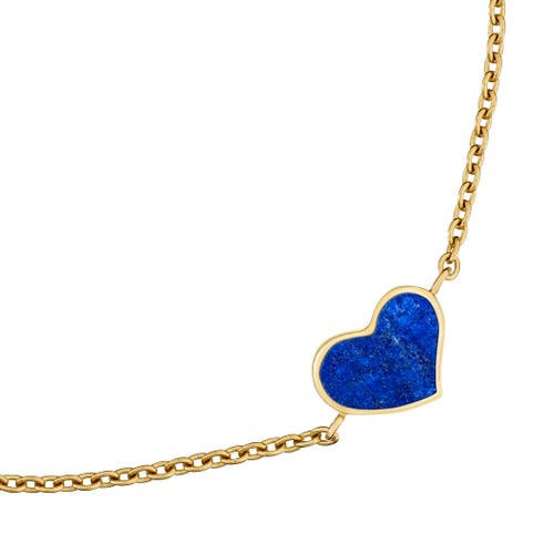 Jan Leslie Heart Bracelet Set In Sterling Silver With 18k Gold Overlay In Blue