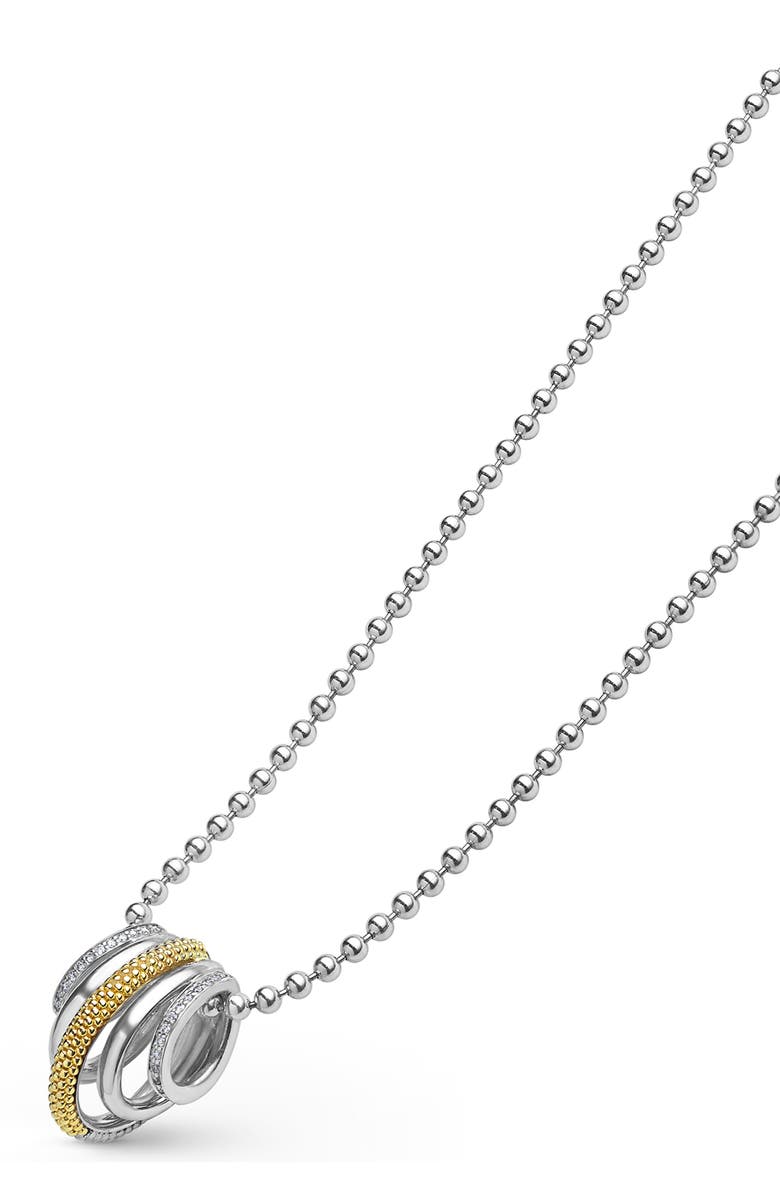 LAGOS Caviar Lux Pavé Diamond Pendant Necklace, Alternate, color, Two-Tone