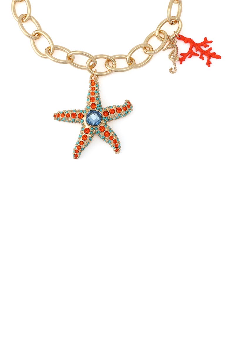 Betsey Johnson Short Starfish Pendant Necklace, Alternate, color,