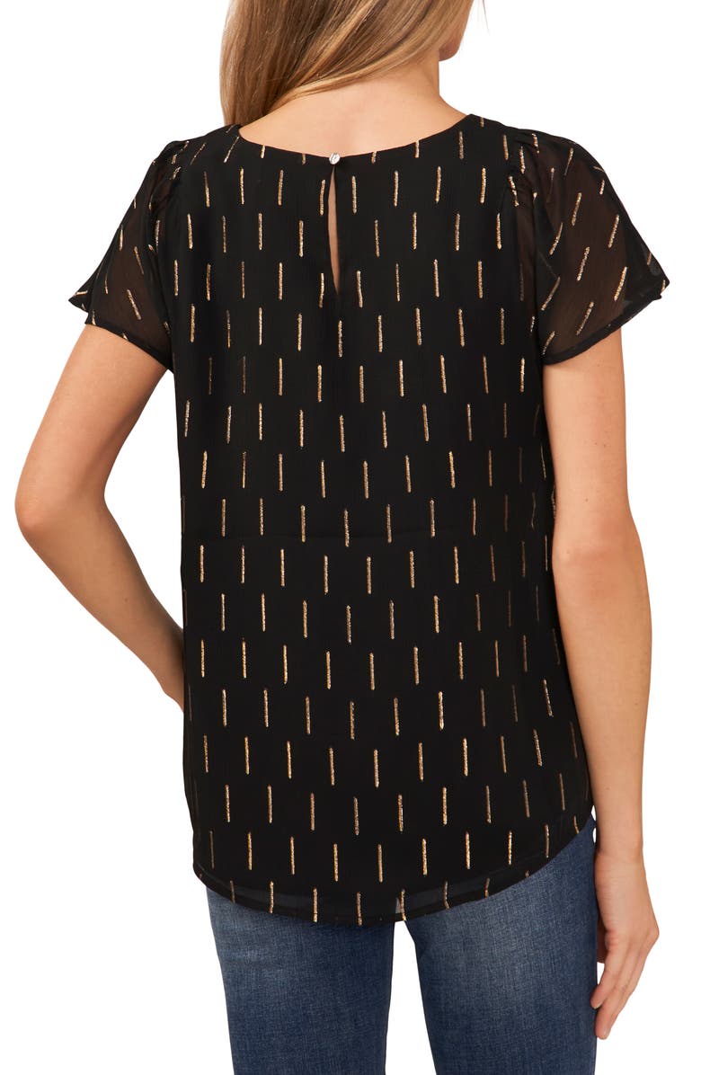 CeCe Flutter Sleeve Blouse, Alternate, color, Rich Black