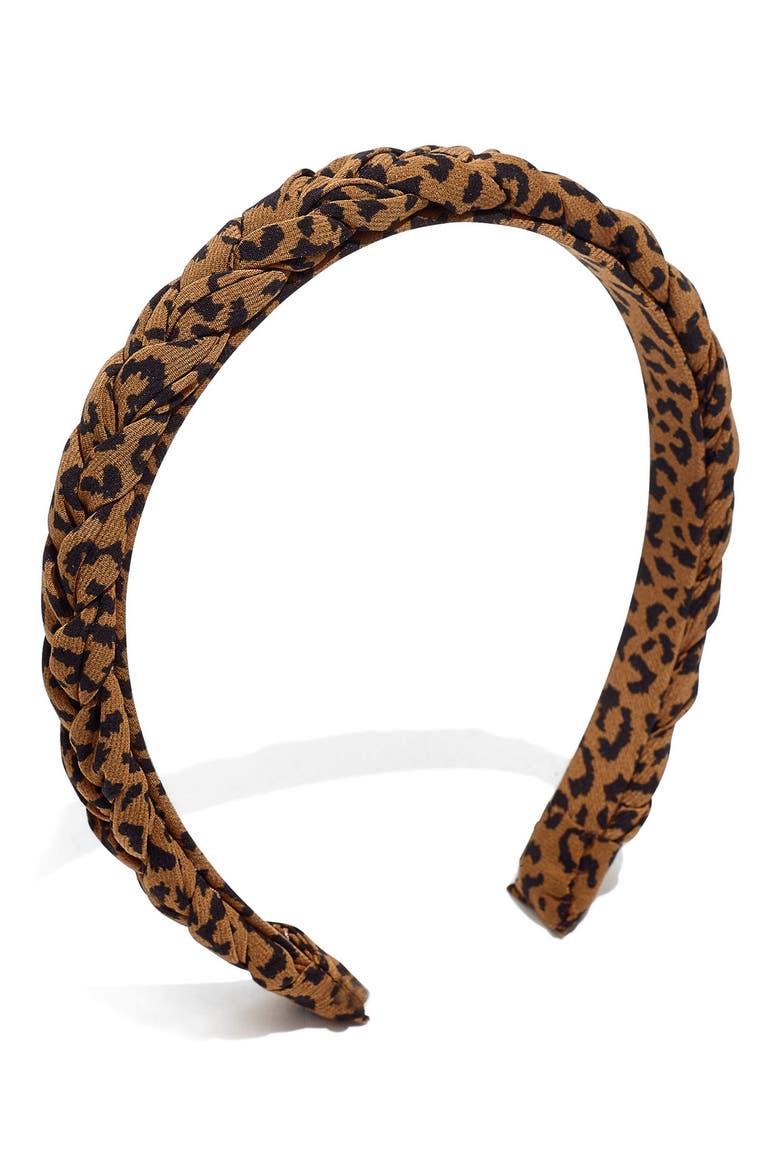 Skinny Puffy Braided Headband, Alternate, color, GOLDEN PECAN