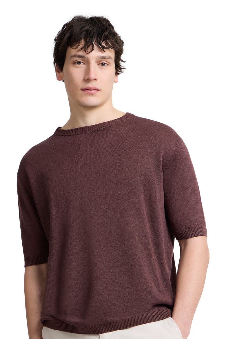 Linen Knit T-Shirt, Alternate, color, Espresso