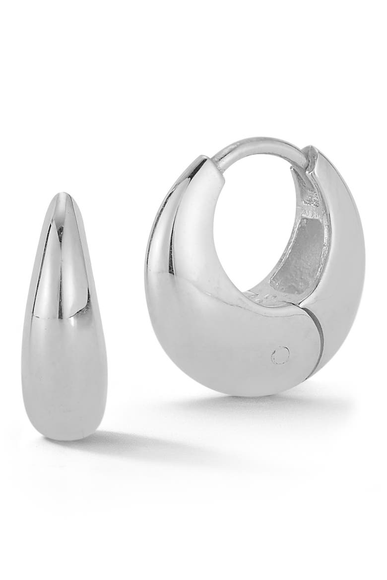 Chubby Huggie Hoop Earrings, Main, color, SILVER