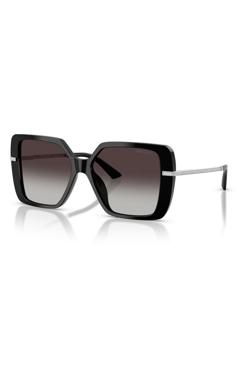 Jimmy Choo Pati 55mm Square Sunglasses, Alternate, color, Black / Gradient Gray