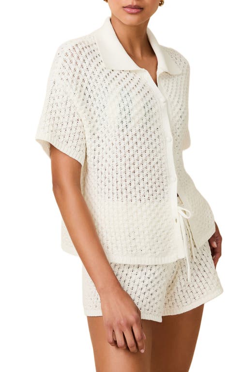 Solid & Striped The Hannah Open Stitch Cotton Button-up Polo Sweater