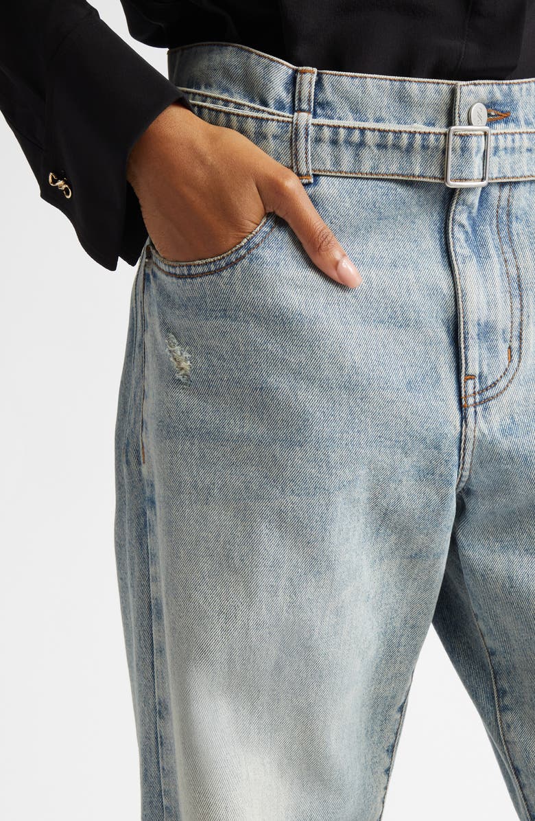 Proenza Schouler Ellsworth Belted Boyfriend Jeans, Alternate, color, Classic Wash