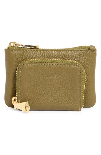 Aimee Zoe Earbud Leather Wallet In Green
