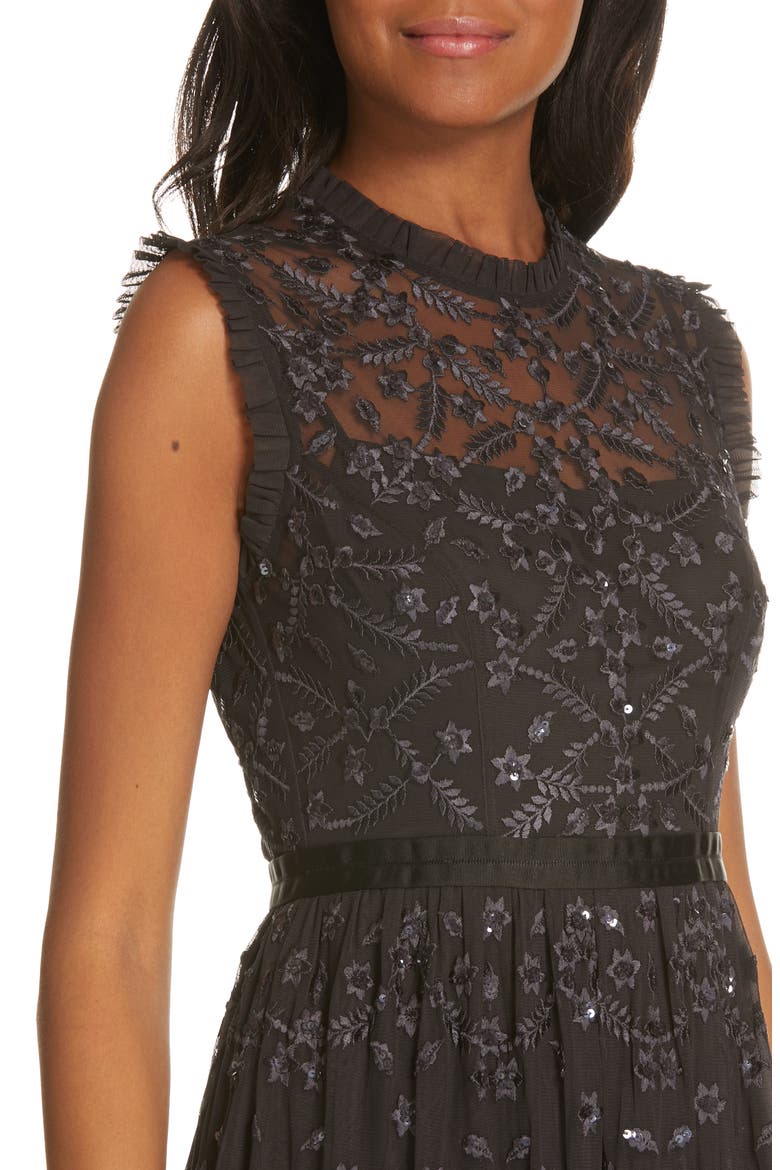 Clover Gloss Fit & Flare Dress, Alternate, color, GRAPHITE