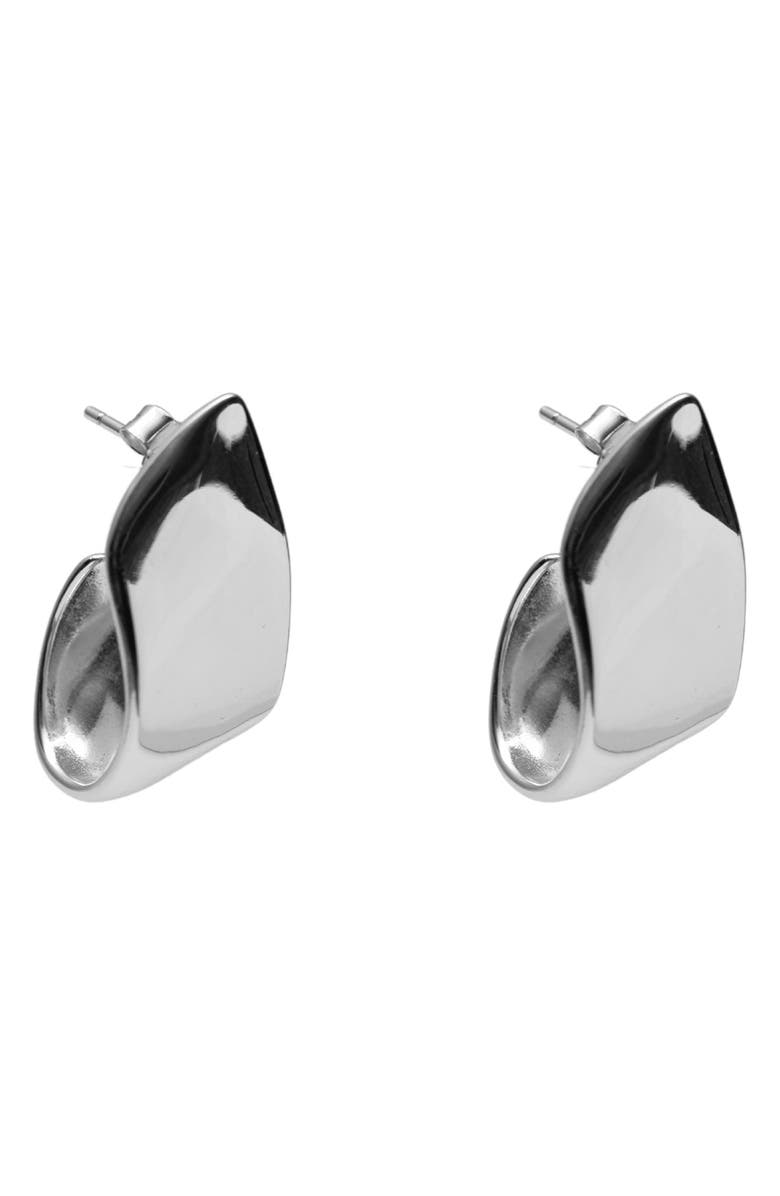 Argento Vivo Sterling Silver Wide Molten Ribbon Stud Earrings, Main, color, 