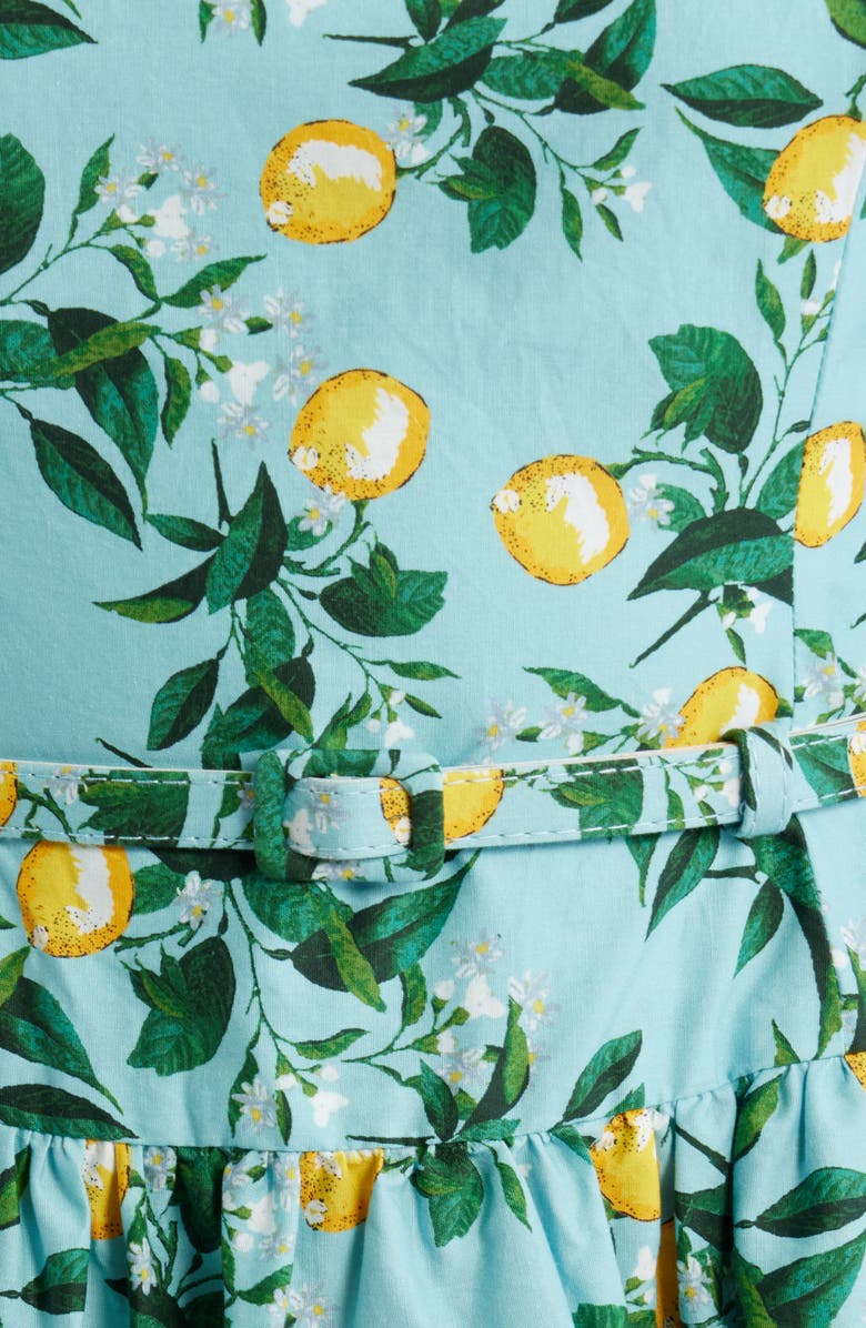 Julia Jordan Lemon Print Stretch Cotton Minidress, Alternate, color, Blue Multi