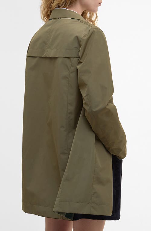 Barbour Babbity Reversible Waterproof Coat In Dusky Green Ancient