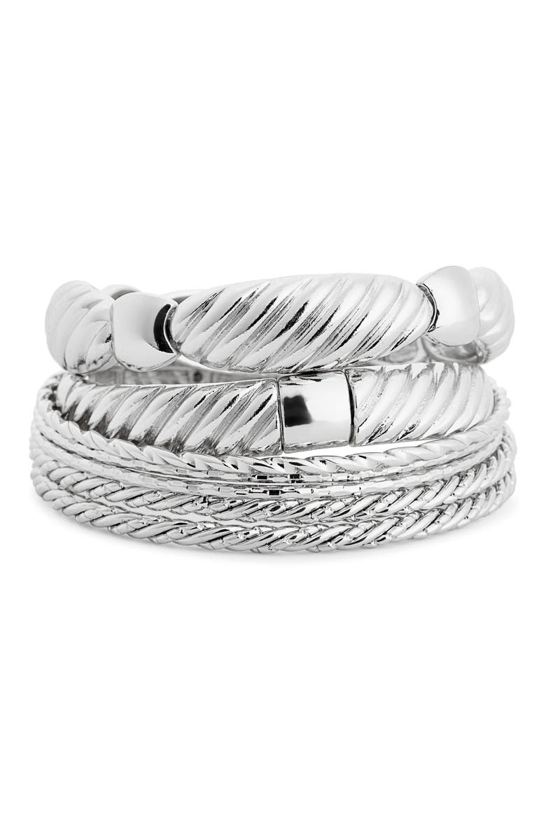 7-Piece Mixed Bangle Bracelet Set, Main, color, SILVER