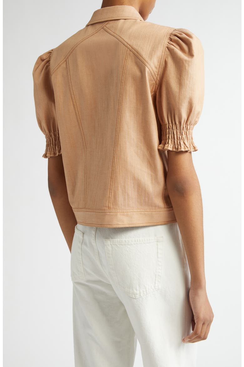 Roselyn Short Sleeve Denim Jacket, Alternate, color, SAHARA