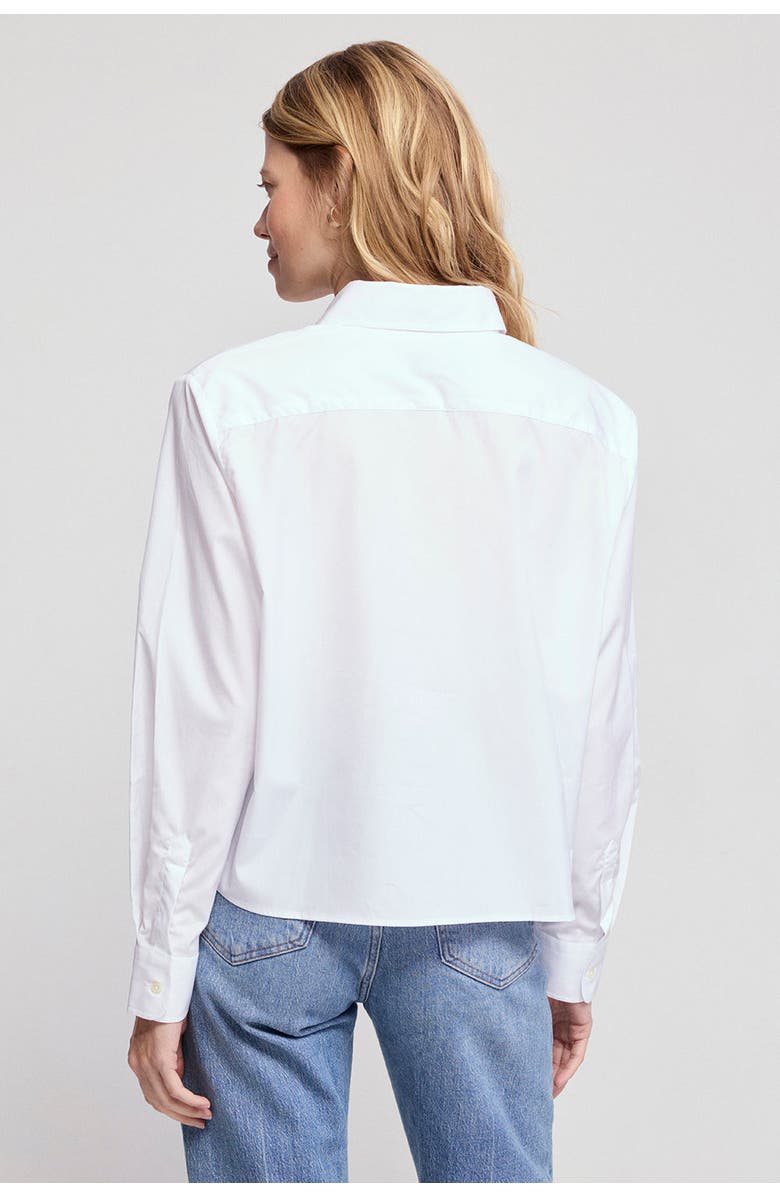 The Shirt by Rochelle Behrens The Long Sleeve Boxy Crop Shirt, Alternate, color, Black/White Stripe