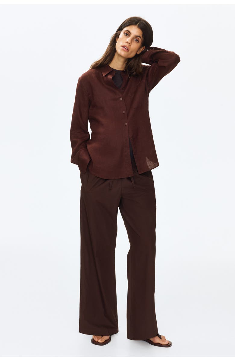 H&M Mama Cotton Drawstring Trousers, Alternate, color, Dark Brown