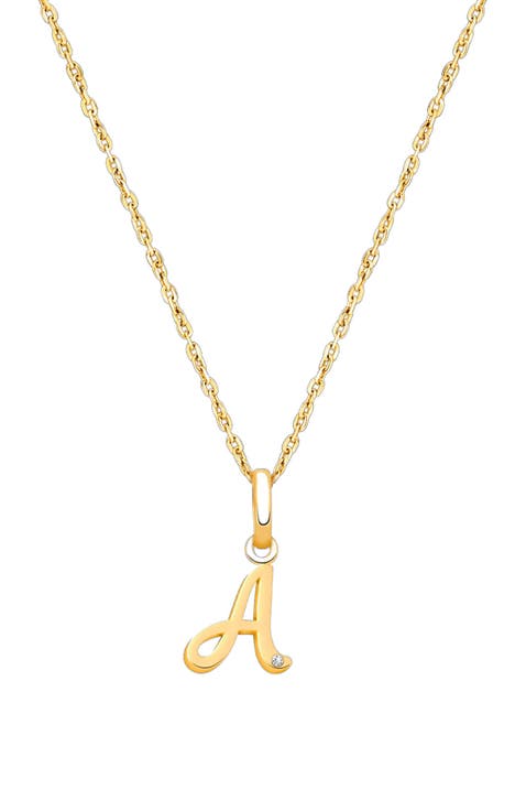 14K Gold Diamond Initial 12-14" Necklace
