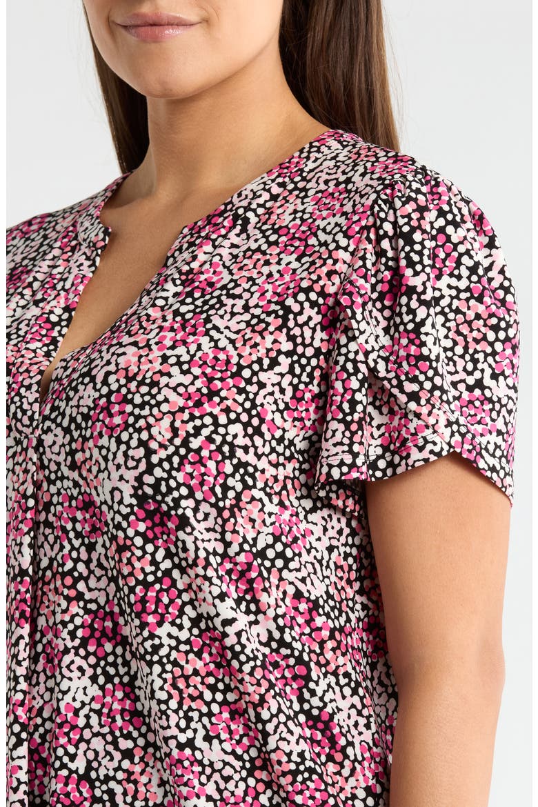 Tulip Sleeve Dot Print Jersey Top, Alternate, color, PINK BERRY MULTI