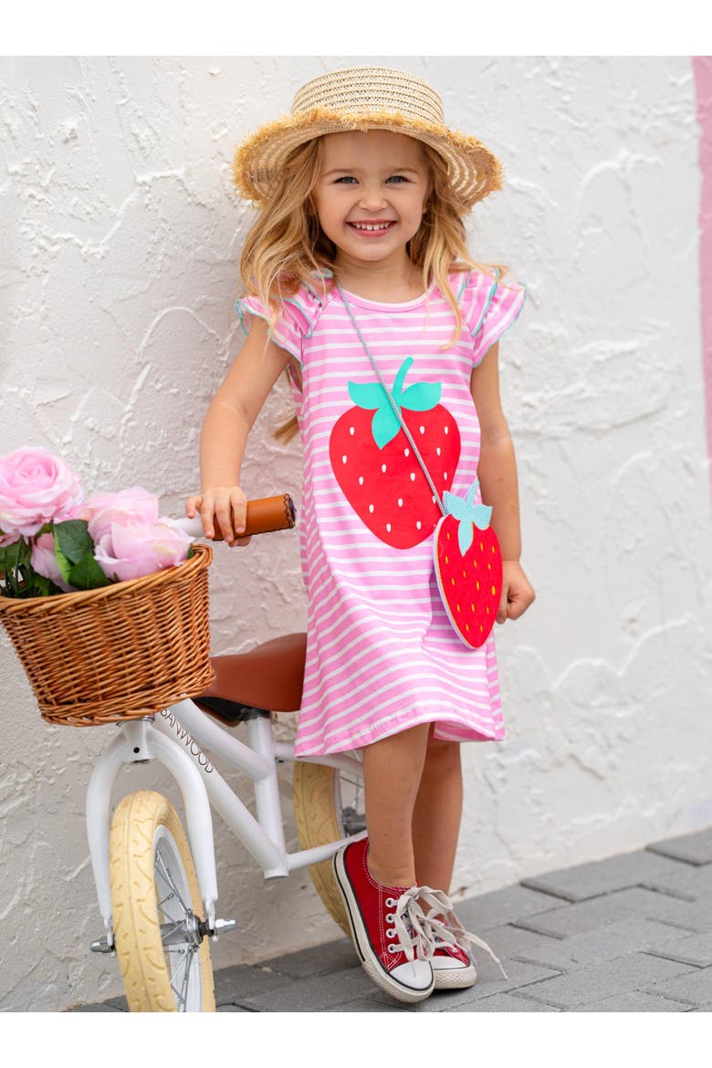 Strawberry Cutie Summer Dress and Purse Set, Alternate, color, Pink