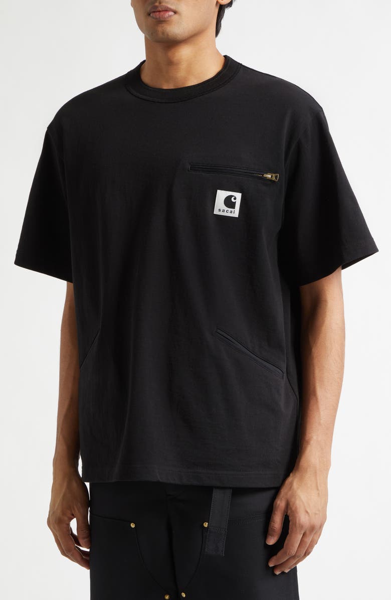 Sacai Carhartt WIP Cotton Jersey T-Shirt, Alternate, color, Black