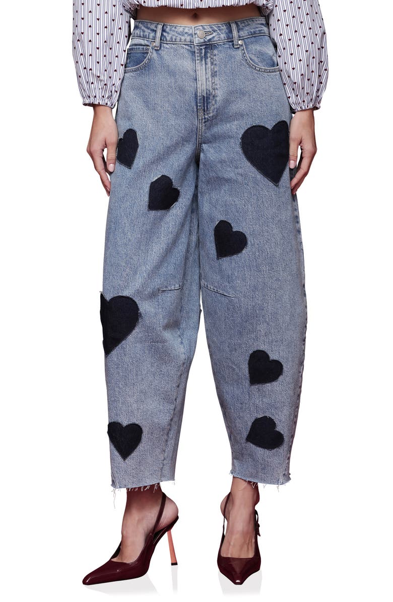 Avec Les Filles Heart High Waist Barrel Jeans, Main, color, Maeve Wash