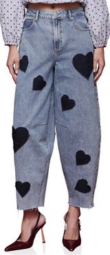 Avec Les Filles Heart High Waist Barrel Jeans
