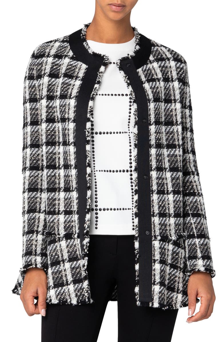 Akris punto Metallic Tweed Drop Waist Peplum Jacket, Main, color,