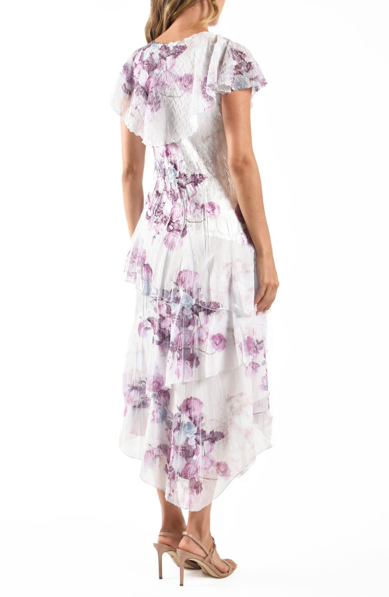 Komarov Flutter Sleeve Tiered Cocktail Dress, Alternate, color, Peony Rising