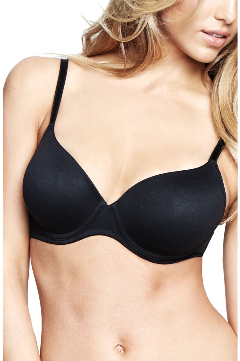 Aimee Seamless Contour T-Shirt Bra, Main, color, BLACK
