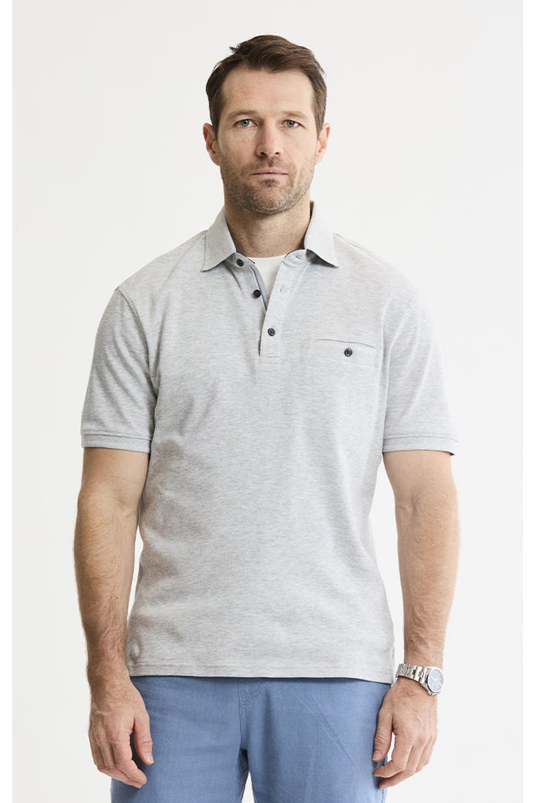 Cotton Interlock Polo, Main, color, Heather Grey