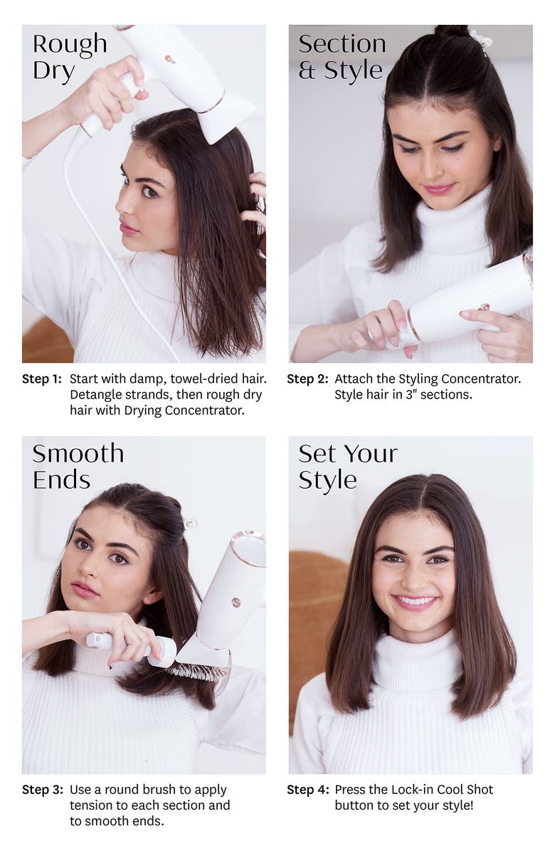 T3 Professional Hair Dryer and Brush SetAireLuxe, Alternate, color, White