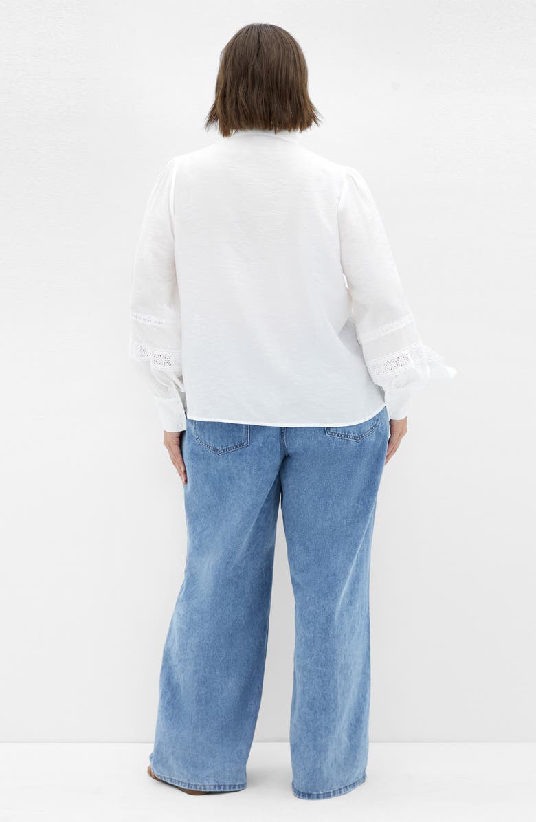 City Chic Whimsical Lace & Pintuck Shirt, Alternate, color, Cream