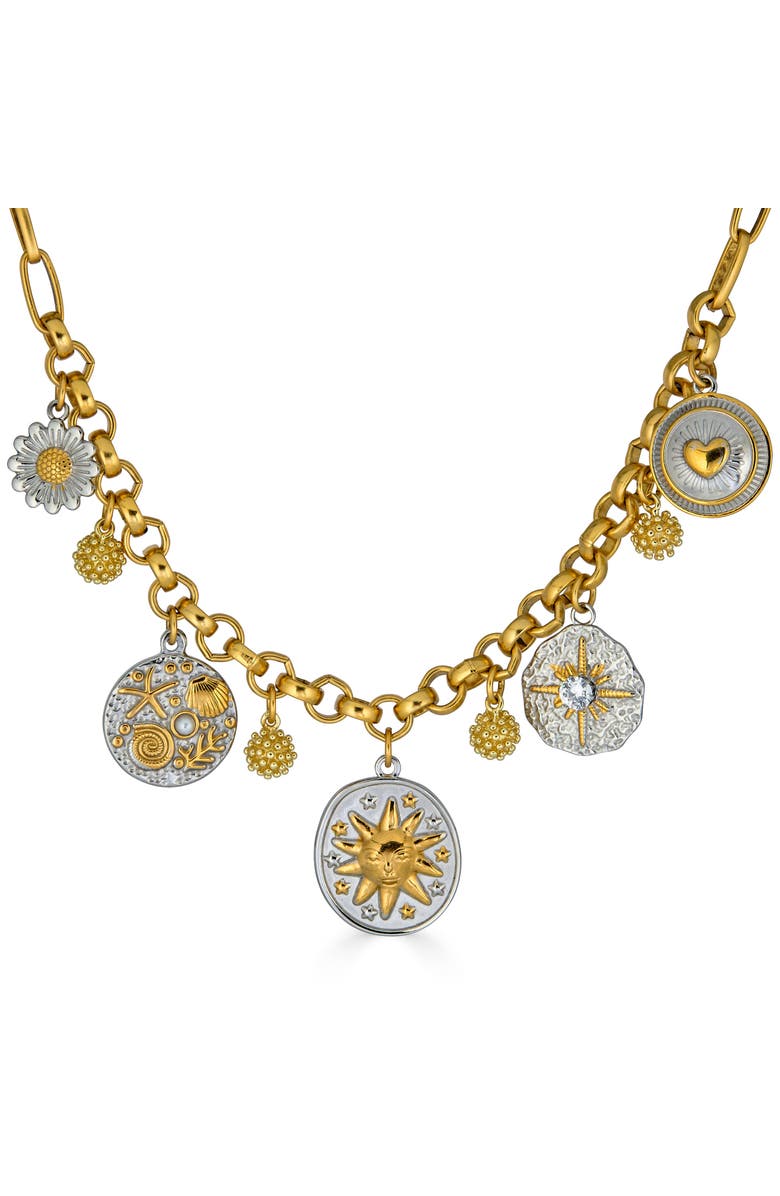 Loni Paul Jewelry Mixed Metal Charm Necklace, Alternate, color, Gold
