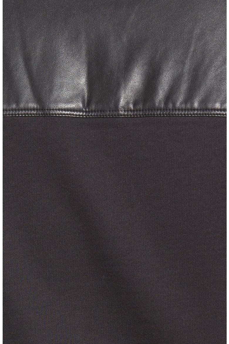 'Casino' Faux Leather Panel Trim Fit Zip Front Jacket, Alternate, color, BLACK