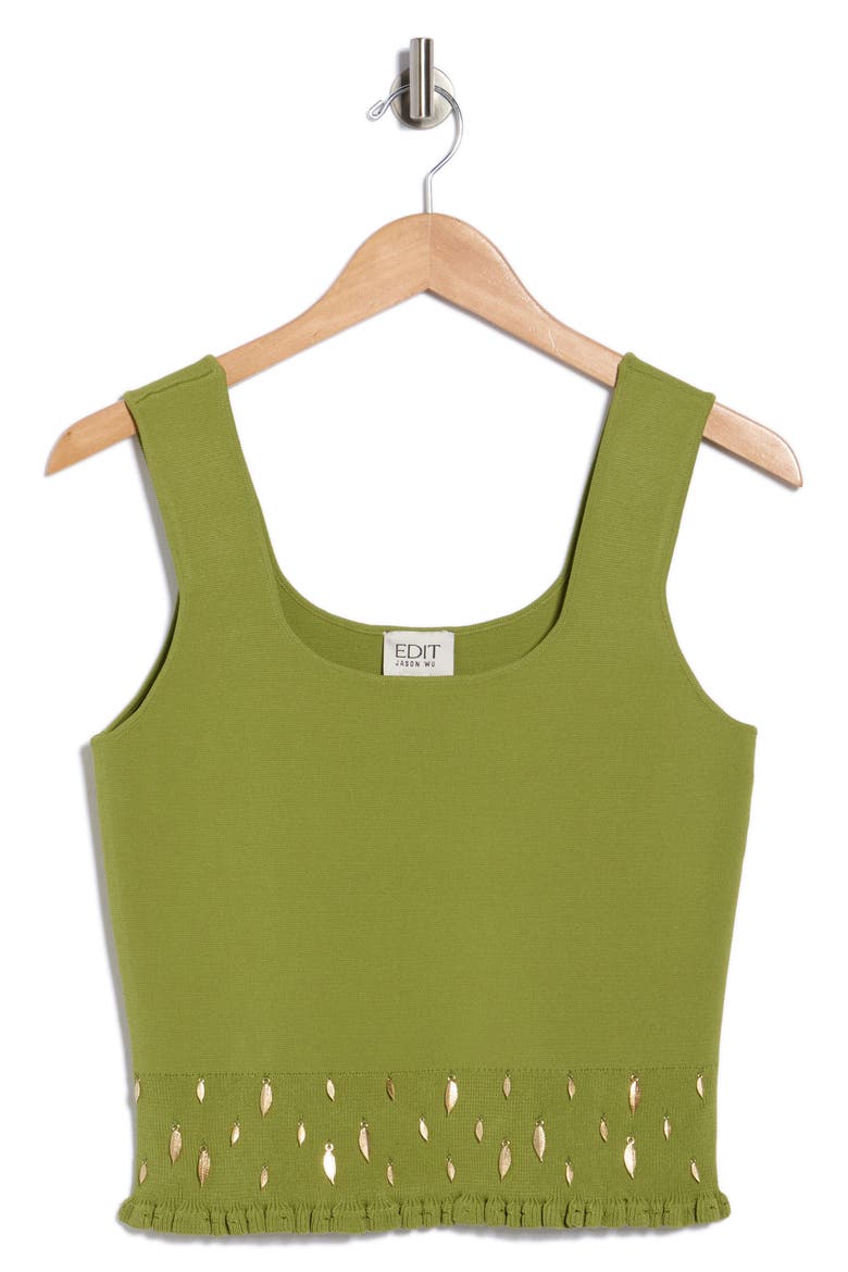 Smocked Embellished Hem Tank, Alternate, color, MOSS