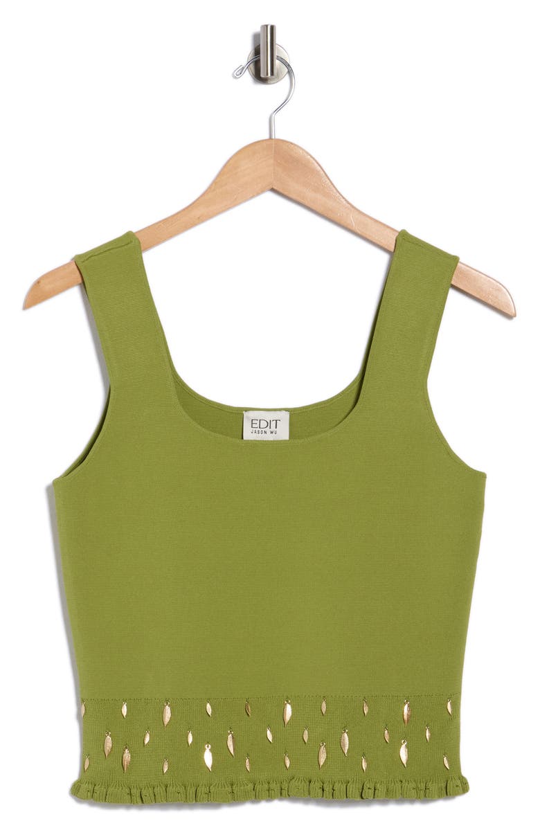 EDIT by JASON WU Smocked Embellished Hem Tank, Main, color, Moss