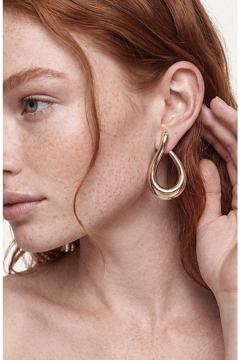 Thick Teardrop Earrings, Alternate, color, GOLD