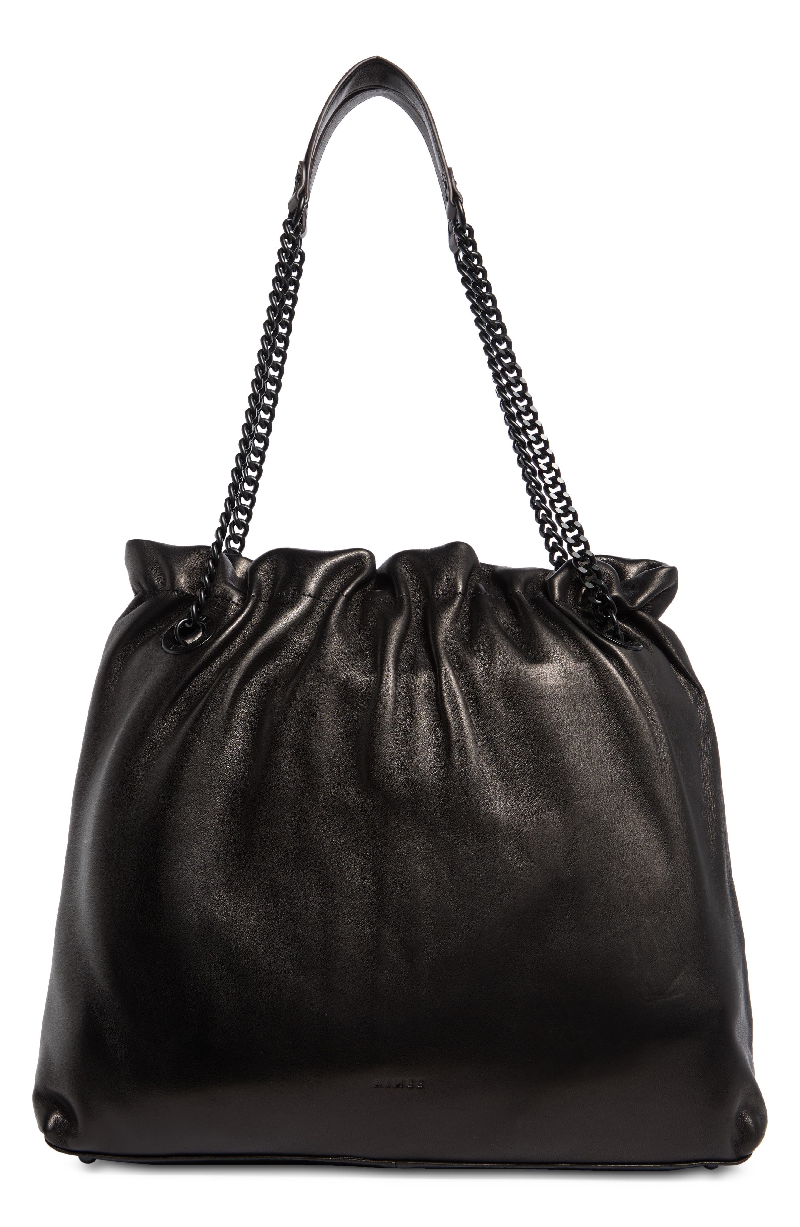 AIMEE Willow Leather Tote Bag, Alternate, color, Black