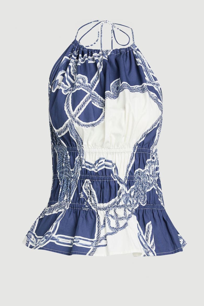 Chain Print Halter Top, Alternate, color, Blue