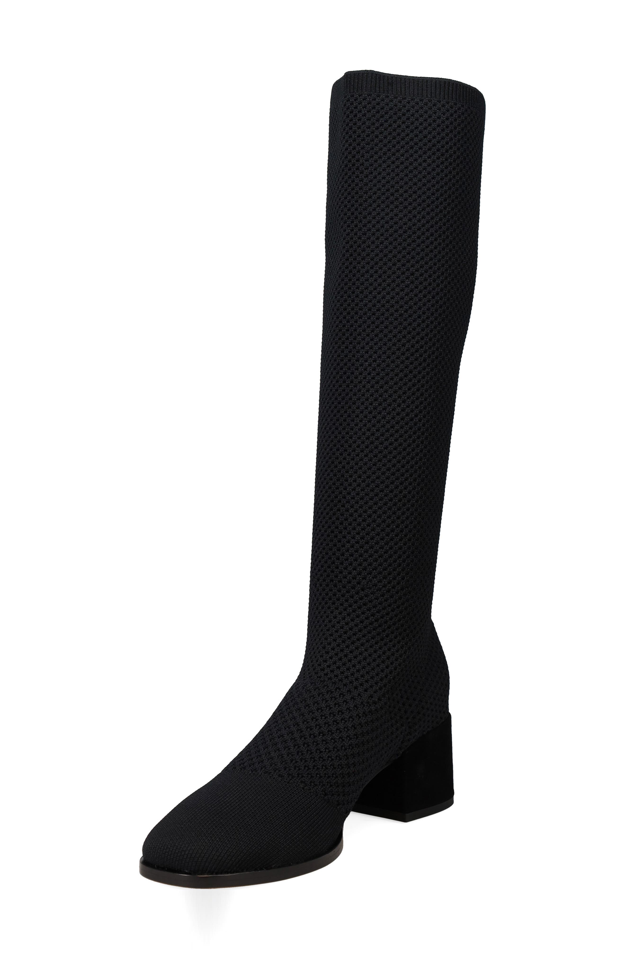 Eileen Fisher Paziz Knit Knee High Boot, Alternate, color, Black