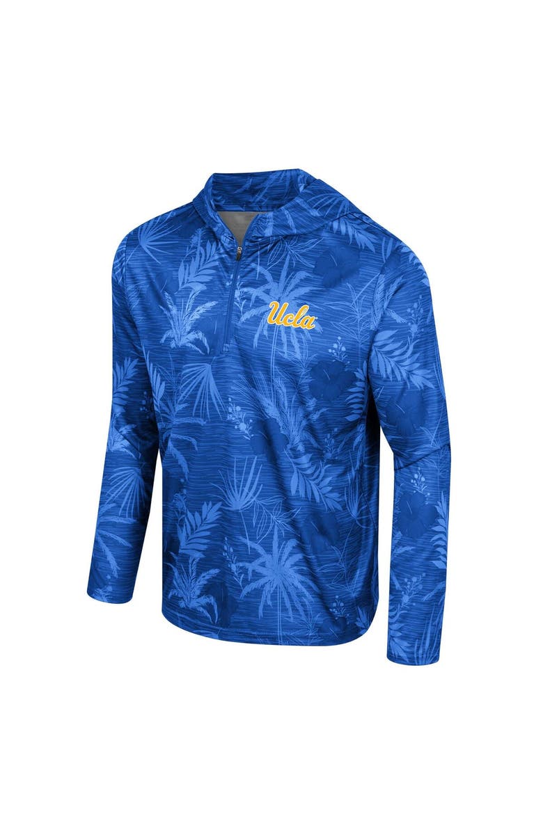 Men's Colosseum Blue UCLA Bruins Palms Printed Lightweight Quarter-Zip Hooded Top, Alternate, color, Blue