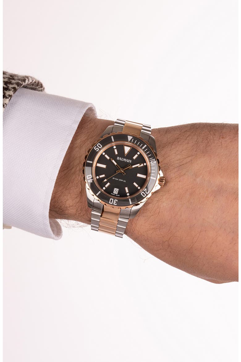 Ophrys Bracelet Watch, 42.5mm, Alternate, color, BLACK/ TWO TONE