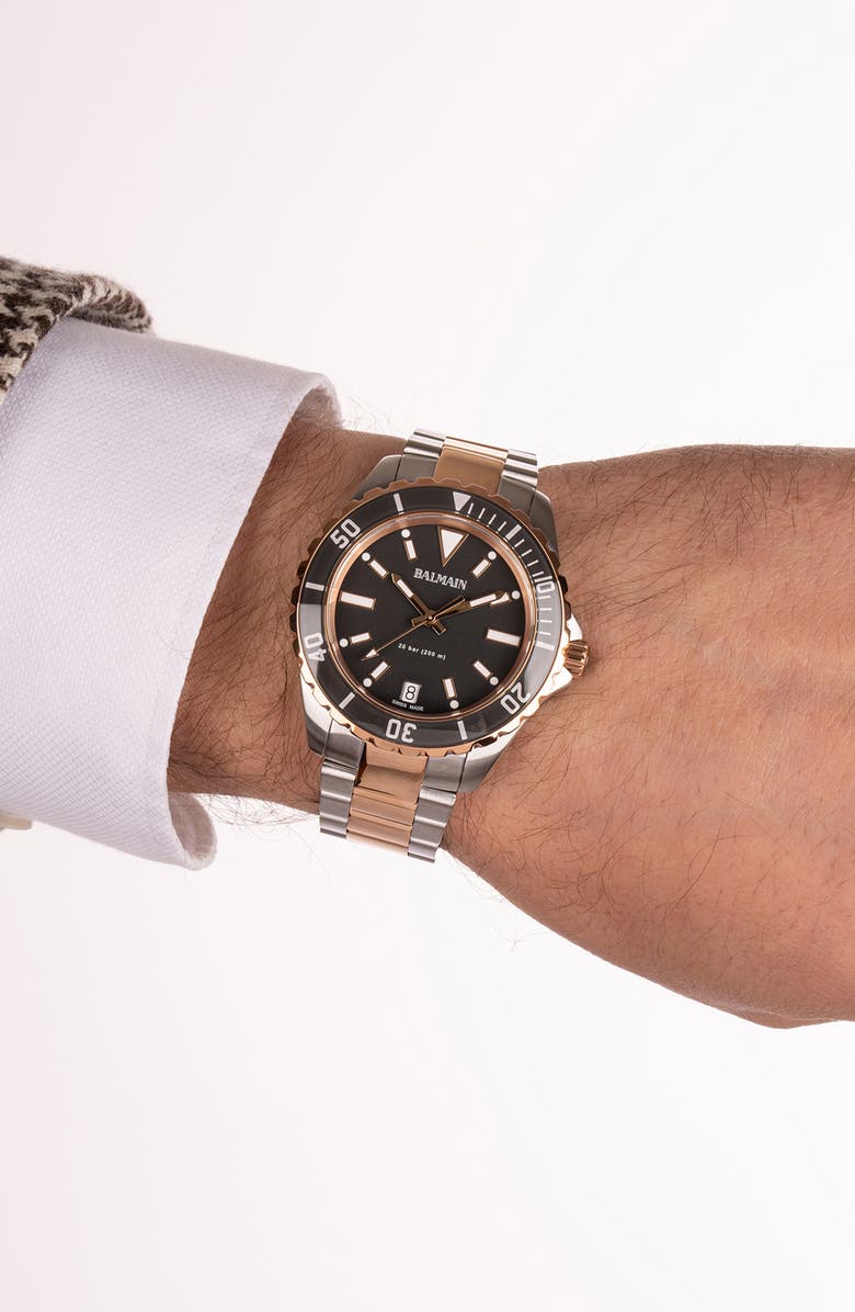 Balmain Ophrys Bracelet Watch, 42.5mm, Alternate, color, Black/ Two Tone