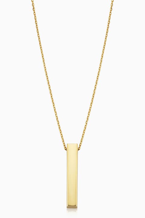 10K Gold Brooklyn Bar Pendant Necklace