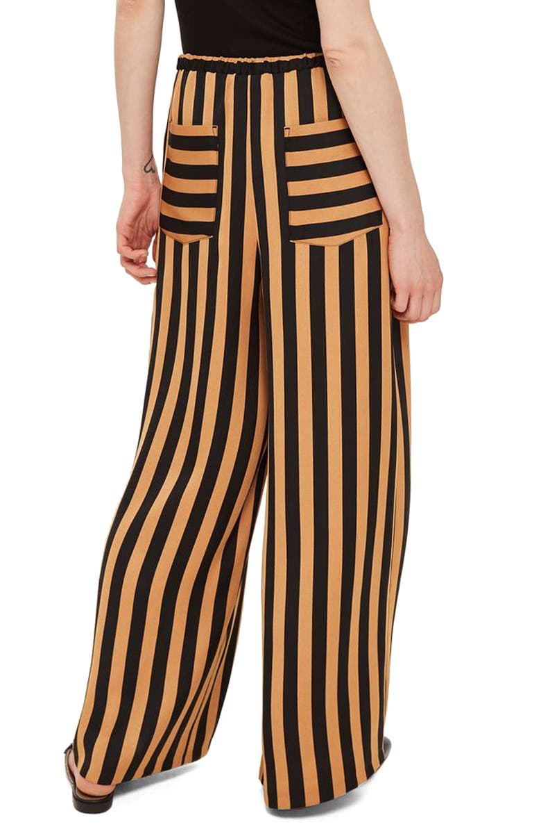 Topshop Stripe Wide Leg Trousers, Alternate, color,