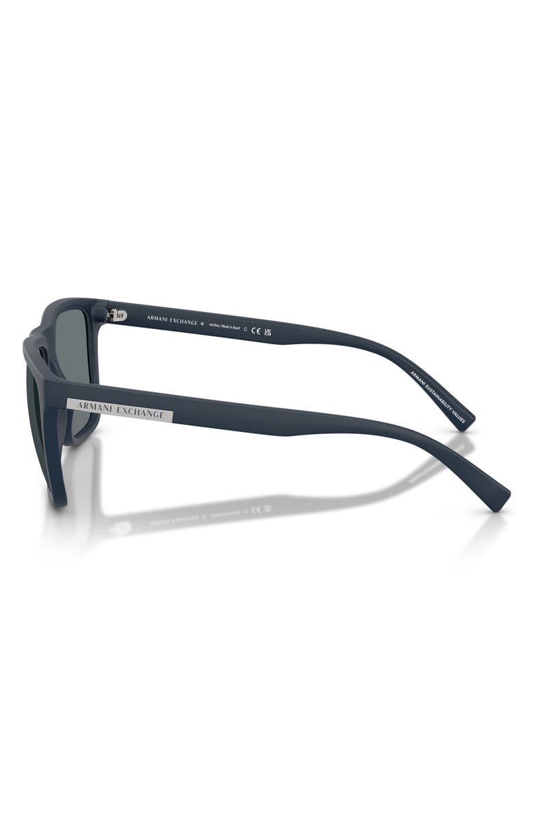 Emporio Armani AX Armani Exchange 57mm Square Sunglasses, Alternate, color, Matte Navy Blue / Dark Blue