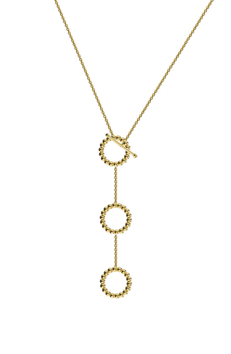 GABI RIELLE Triple Circle Drop Lariat Necklace, Main, color, Gold