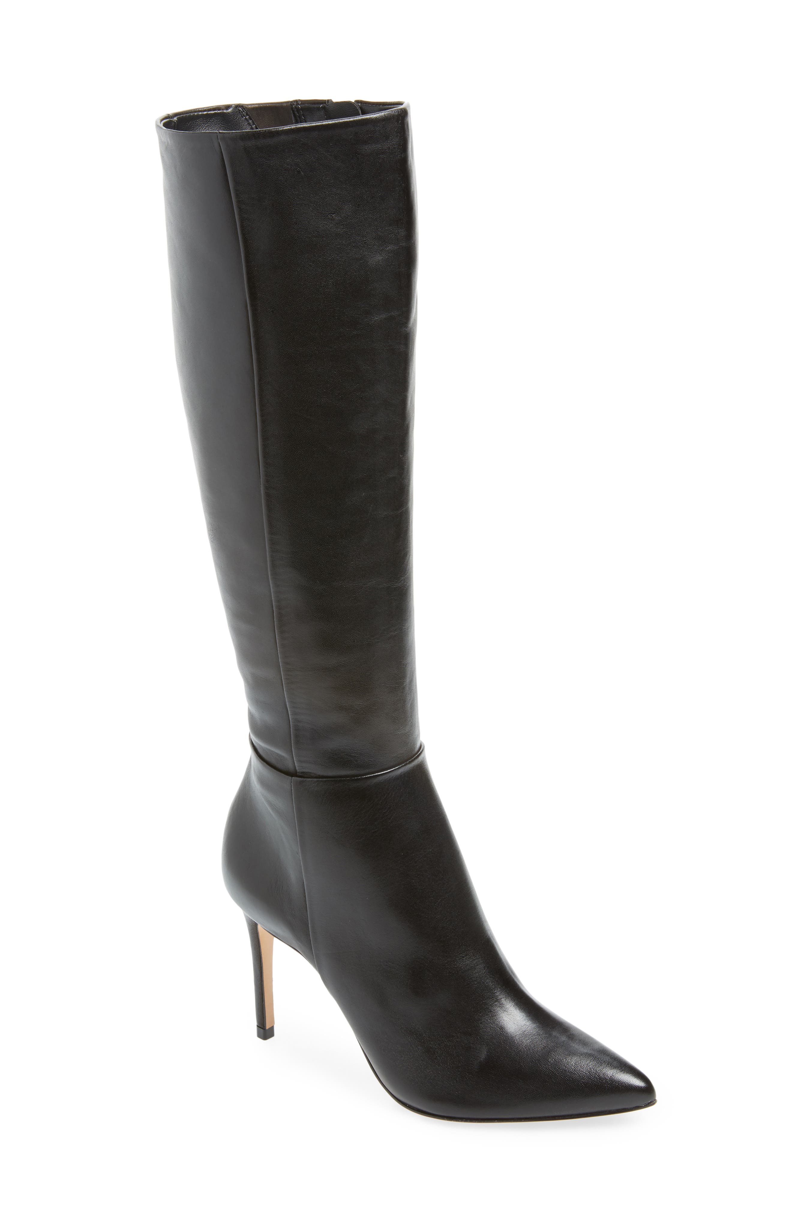 Magalli Knee High Boot, Main, color, BLACK LEATHER