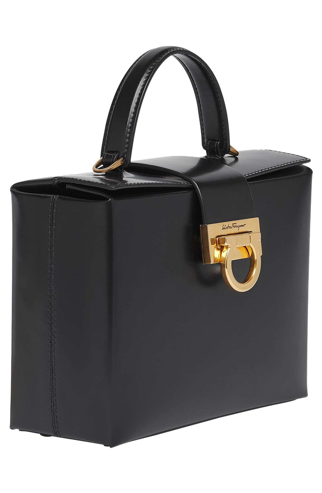 FERRAGAMO Trifolio Leather Train Case, Alternate, color, 