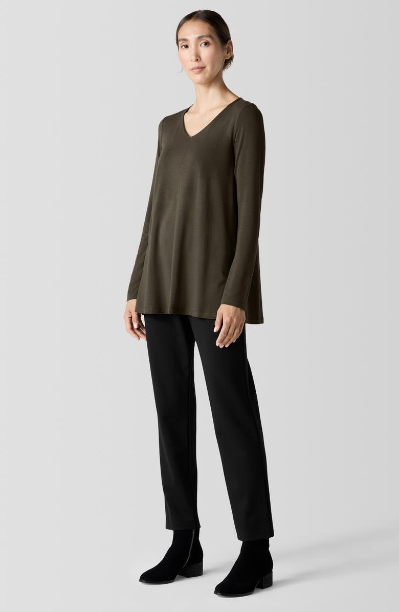 Eileen Fisher Long Sleeve V-Neck Tunic Top, Alternate, color, Wren